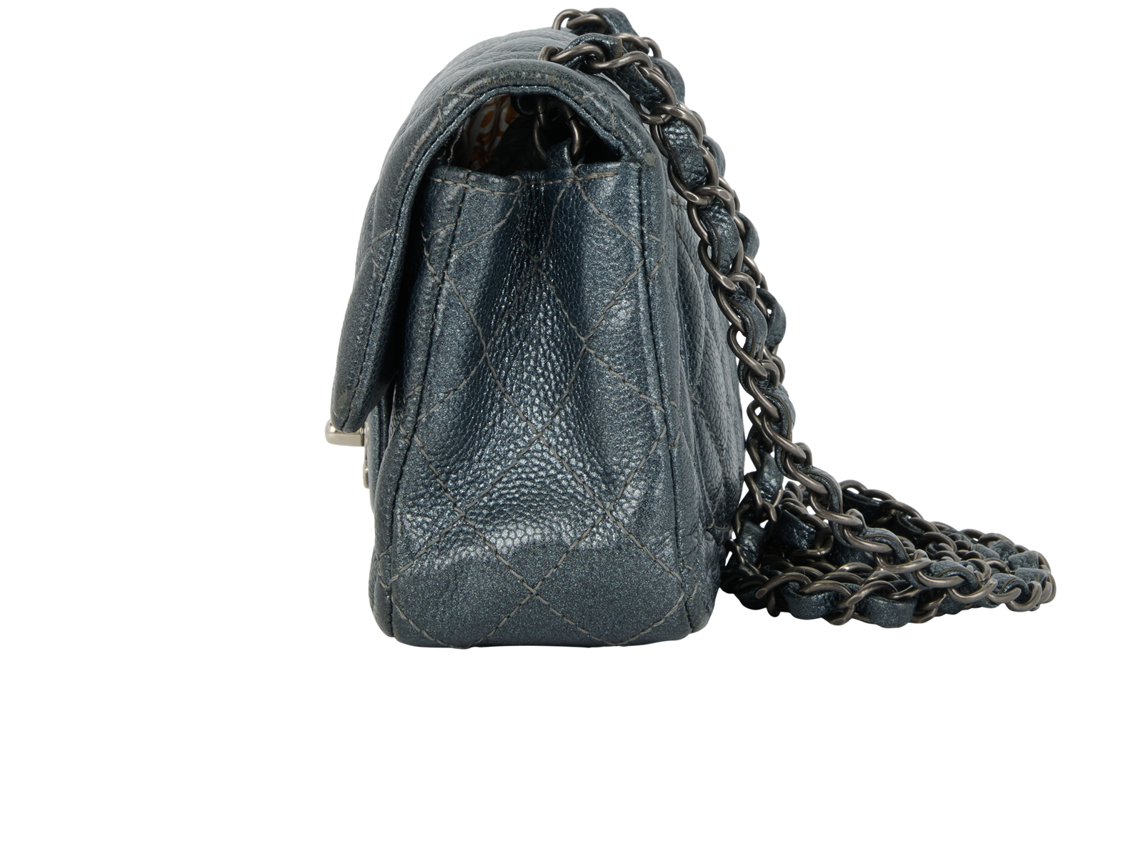 Mini Rectangular Flap, &pound;3,500, Handbags, Blue/Grey/Silver, Caviar Leather, Bottom view